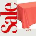CORAL - Polyester Poplin Washable Rectangular Tablecloth, Table Cover Fabric Cloth for Dinning, Kitchen, Party. Choose Size Below