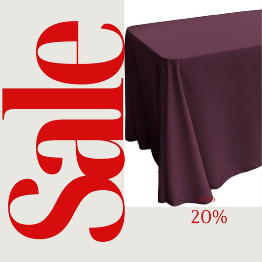 EGGPLANT - Polyester Poplin Washable Rectangular Tablecloth, Table Cover Fabric Cloth for Dinning, Kitchen, Party. Choose Size Below