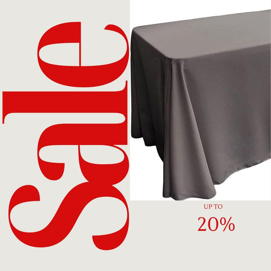 CHARCOAL - Polyester Poplin Washable Rectangular Tablecloth, Table Cover Fabric Cloth for Dinning, Kitchen, Party. Choose Size Below