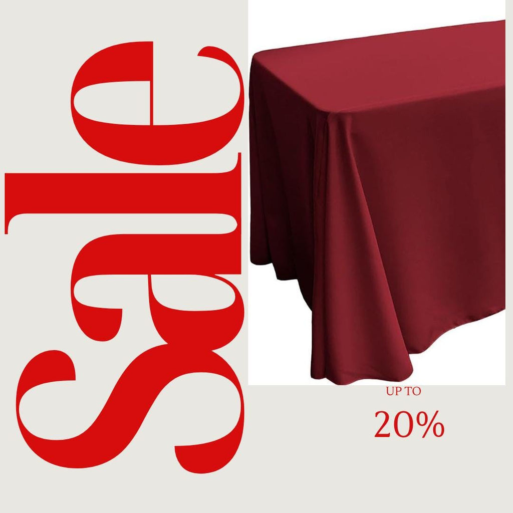 CRANBERRY - Polyester Poplin Washable Rectangular Tablecloth, Table Cover Fabric Cloth for Dinning, Kitchen, Party. Choose Size Below