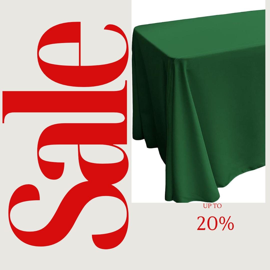 EMERALD - Polyester Poplin Washable Rectangular Tablecloth, Table Cover Fabric Cloth for Dinning, Kitchen, Party. Choose Size Below