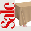 KHAKI - Polyester Poplin Washable Rectangular Tablecloth, Table Cover Fabric Cloth for Dinning, Kitchen, Party. Choose Size Below