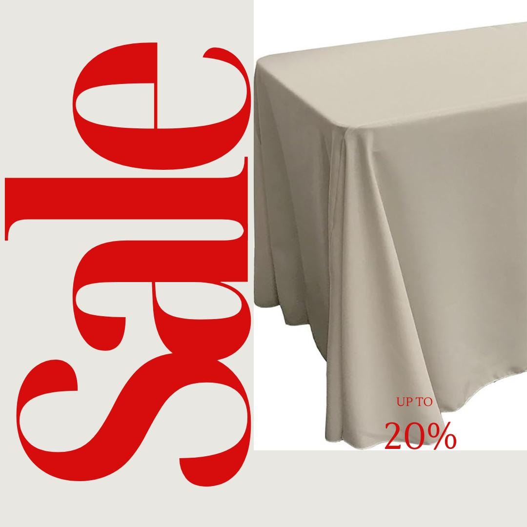 SILVER - Polyester Poplin Washable Rectangular Tablecloth, Table Cover Fabric Cloth for Dinning, Kitchen, Party. Choose Size Below