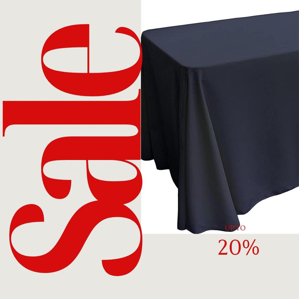 NAVY - Polyester Poplin Washable Rectangular Tablecloth, Table Cover Fabric Cloth for Dinning, Kitchen, Party. Choose Size Below