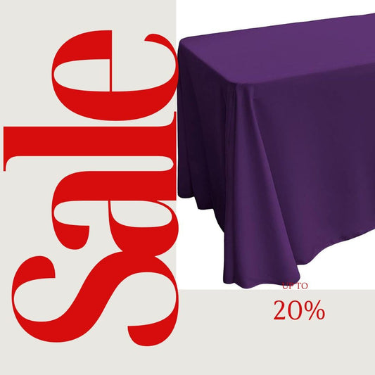PURPLE - Polyester Poplin Washable Rectangular Tablecloth, Table Cover Fabric Cloth for Dinning, Kitchen, Party. Choose Size Below