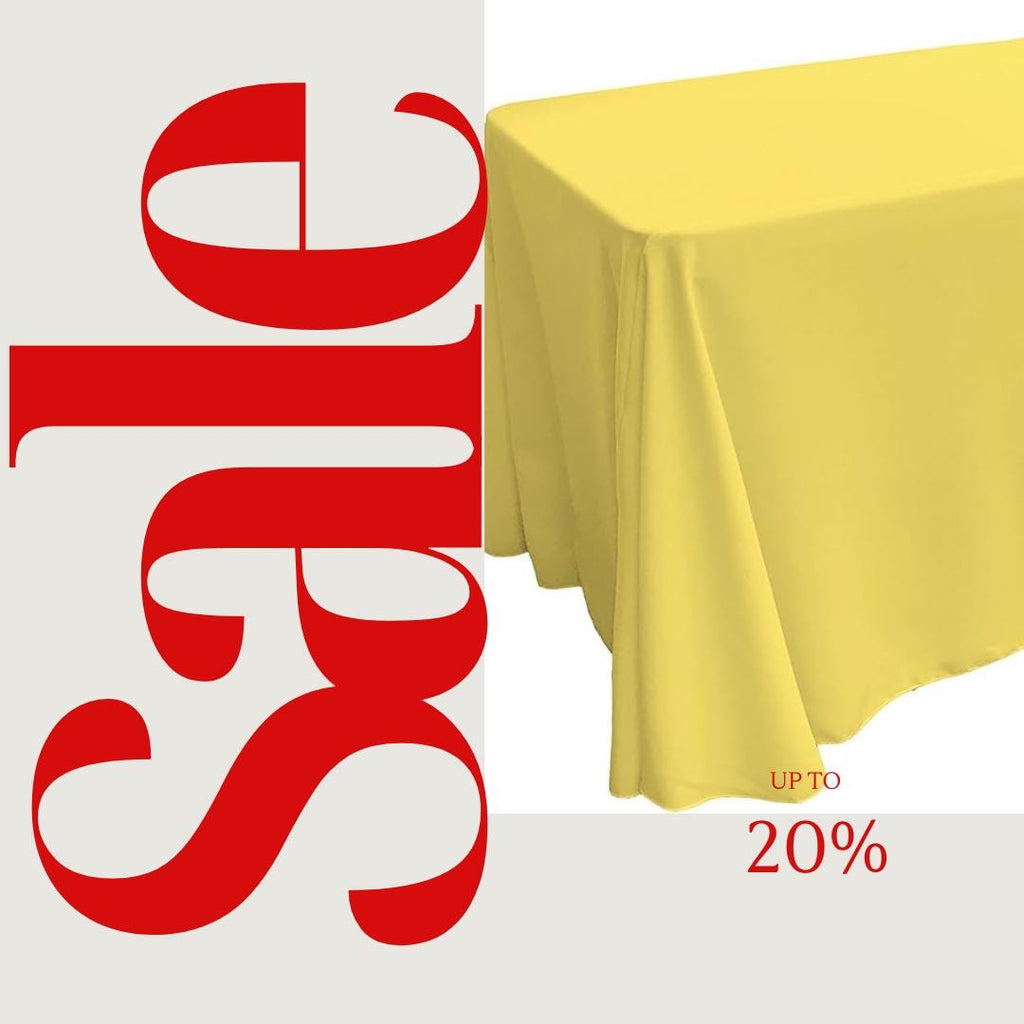 LT YELLOW - Polyester Poplin Washable Rectangular Tablecloth, Table Cover Fabric Cloth for Dinning, Kitchen, Party. Choose Size Below