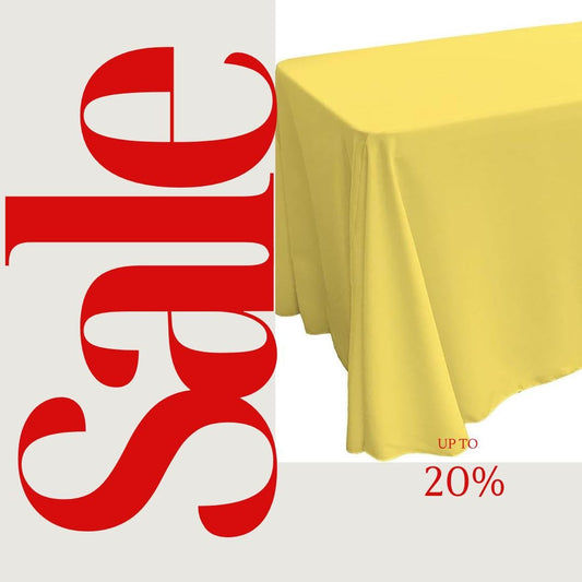 LT YELLOW - Polyester Poplin Washable Rectangular Tablecloth, Table Cover Fabric Cloth for Dinning, Kitchen, Party. Choose Size Below