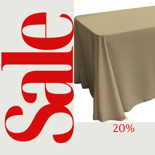TAUPE - Polyester Poplin Washable Rectangular Tablecloth, Table Cover Fabric Cloth for Dinning, Kitchen, Party. Choose Size Below