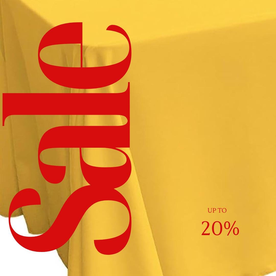 DK YELLOW - Polyester Poplin Washable Rectangular Tablecloth, Table Cover Fabric Cloth for Dinning, Kitchen, Party. Choose Size Below