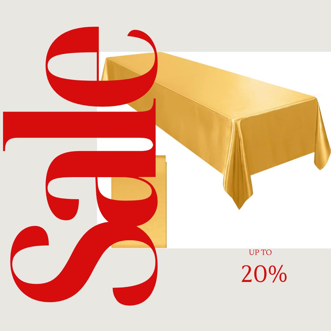 GOLD - SATIN - Rectangular Table Cover Bright Tablecloth Smooth Fabric Table Decoration for Wedding Banquet Party Events,