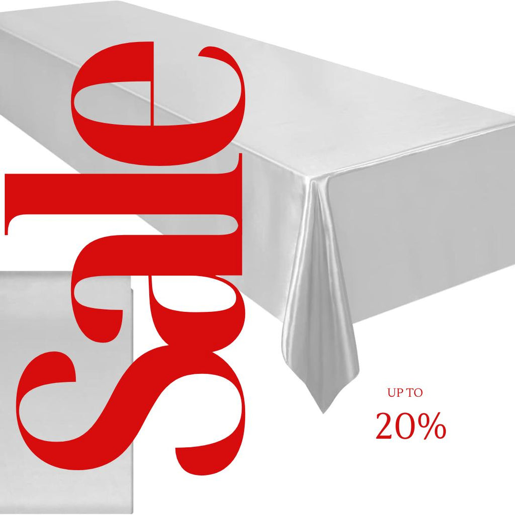 SILVER - SATIN - Rectangular Table Cover Bright Tablecloth Smooth Fabric Table Decoration for Wedding Banquet Party Events,