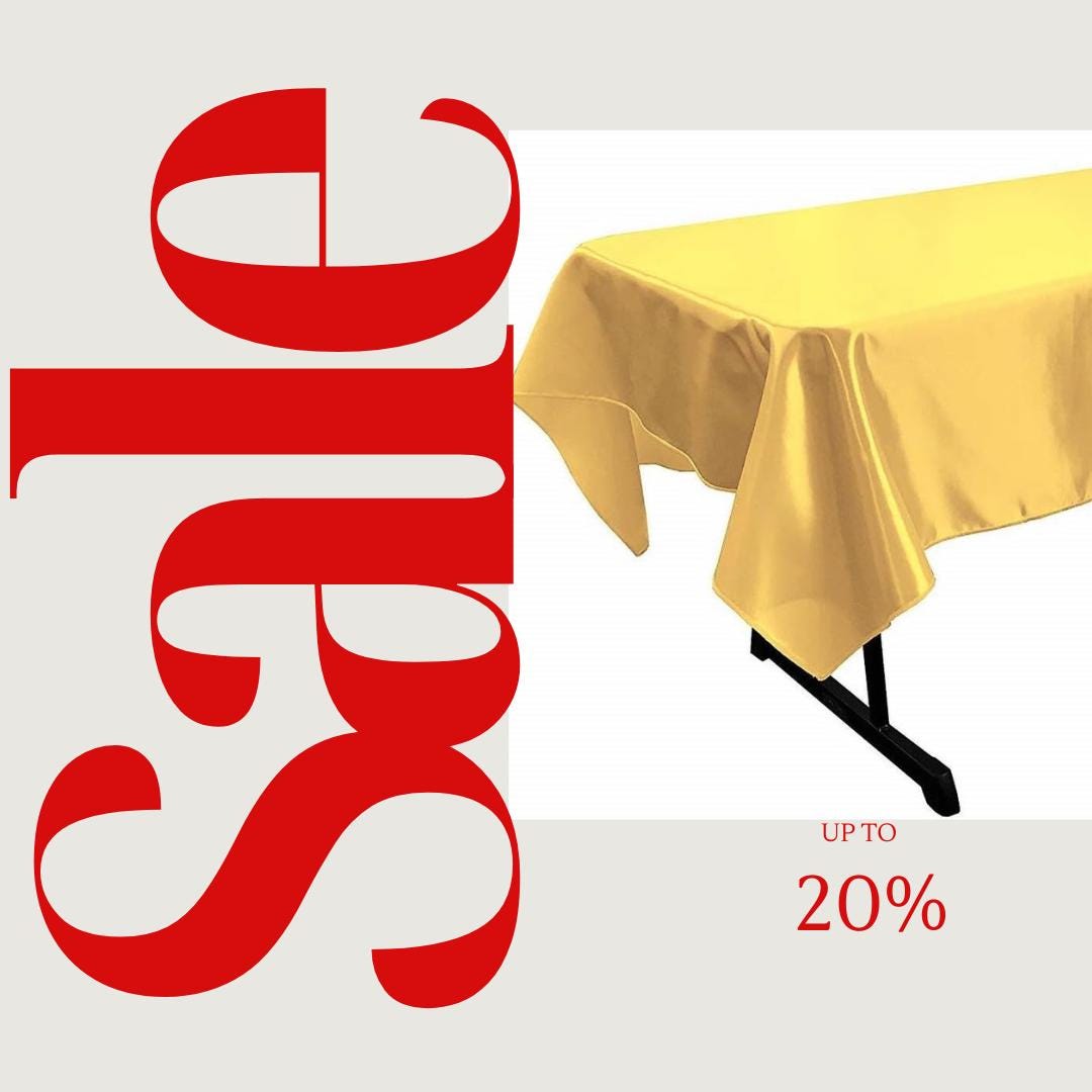 YELLOW - SATIN - Rectangular Table Cover Bright Tablecloth Smooth Fabric Table Decoration for Wedding Banquet Party Events,