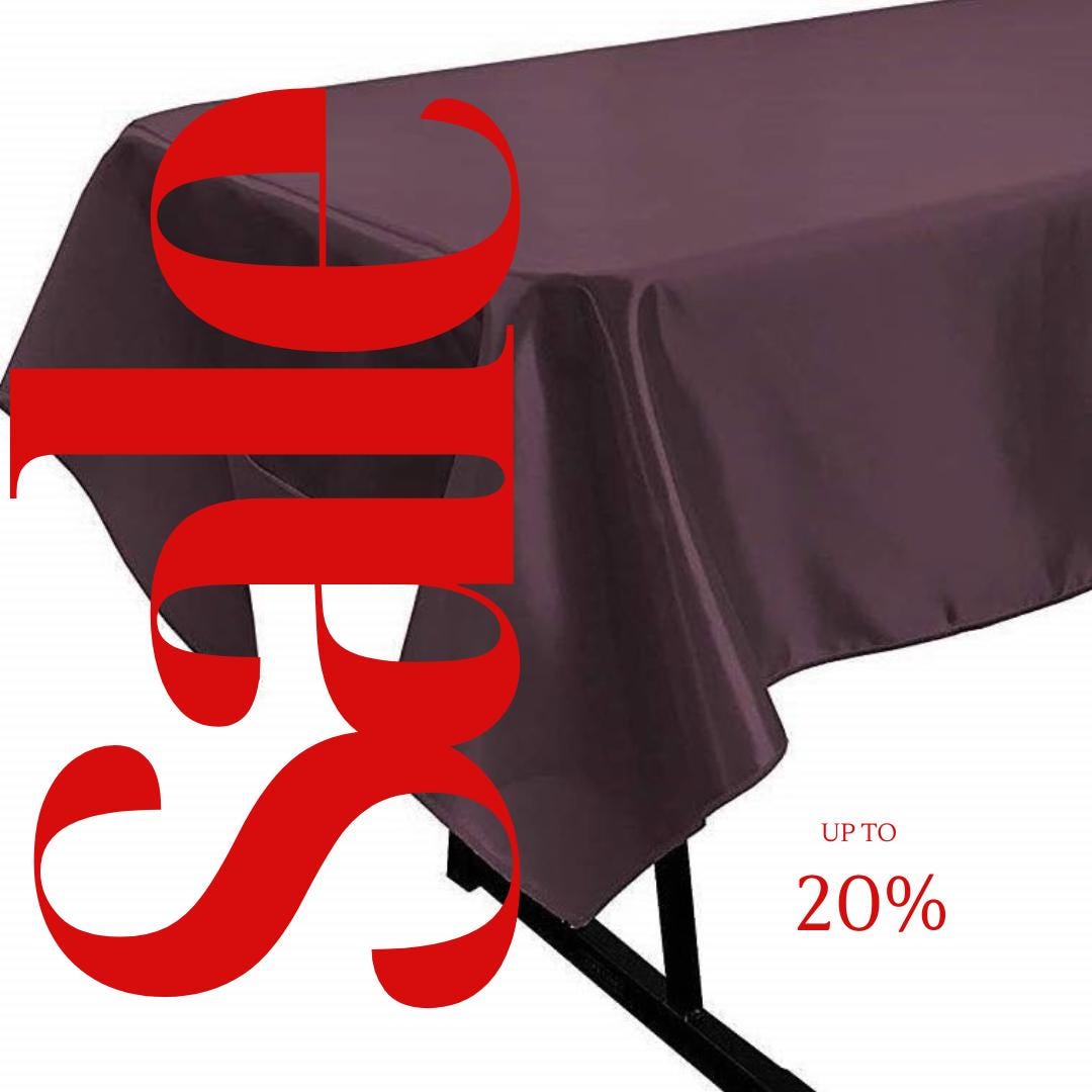EGGPLANT - SATIN - Rectangular Table Cover Bright Tablecloth Smooth Fabric Table Decoration for Wedding Banquet Party Events,