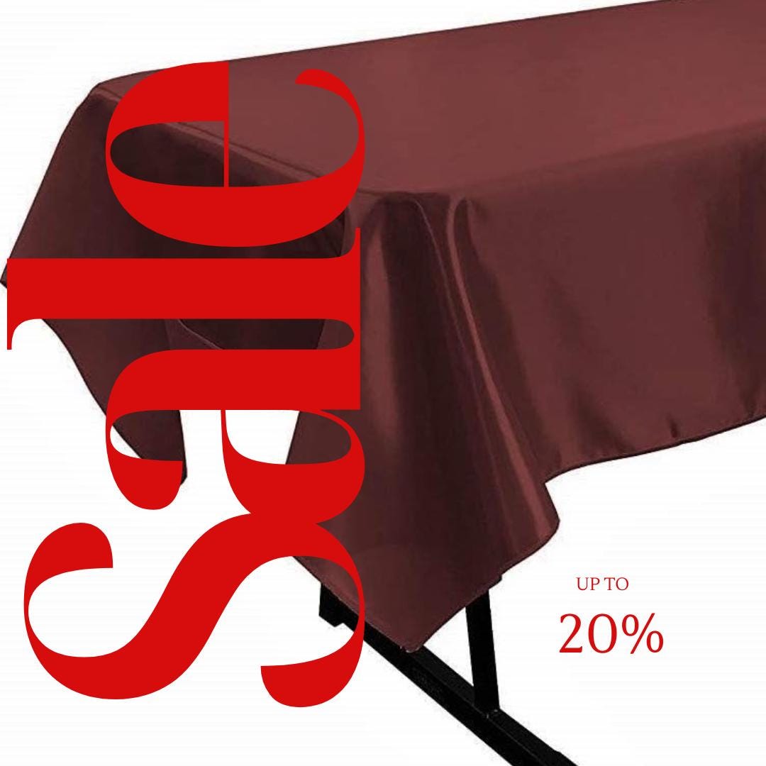 BURGUNDY - SATIN - Rectangular Table Cover Bright Tablecloth Smooth Fabric Table Decoration for Wedding Banquet Party Events,