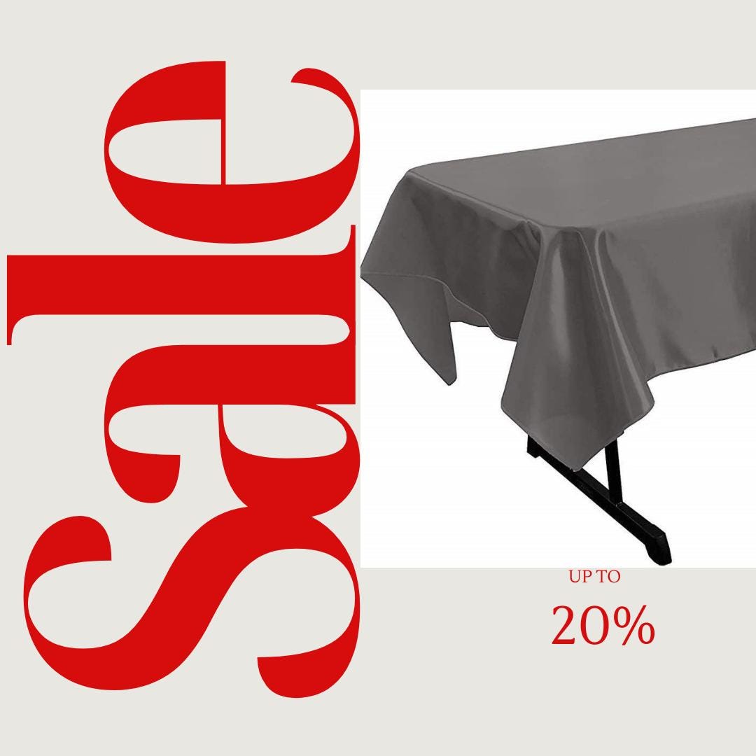 CHARCOAL - SATIN - Rectangular Table Cover Bright Tablecloth Smooth Fabric Table Decoration for Wedding Banquet Party Events,