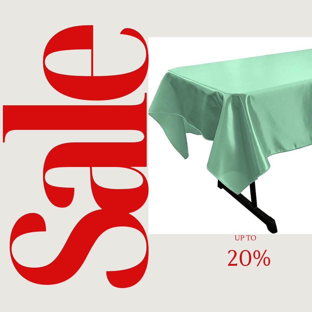 MINT - SATIN - Rectangular Table Cover Bright Tablecloth Smooth Fabric Table Decoration for Wedding Banquet Party Events,