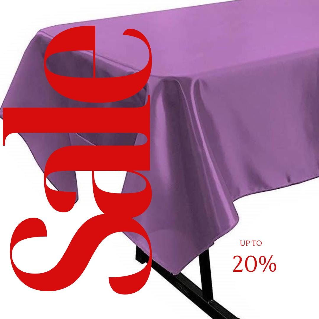 PURPLE - SATIN - Rectangular Table Cover Bright Tablecloth Smooth Fabric Table Decoration for Wedding Banquet Party Events,