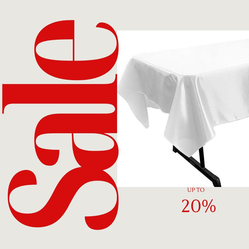 WHITE - SATIN - Rectangular Table Cover Bright Tablecloth Smooth Fabric Table Decoration for Wedding Banquet Party Events,