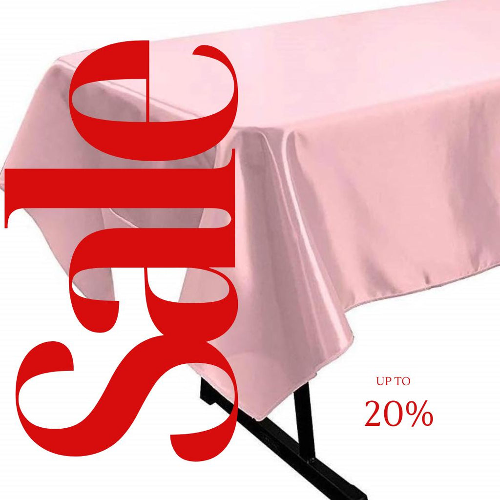 LT PINK - SATIN - Rectangular Table Cover Bright Tablecloth Smooth Fabric Table Decoration for Wedding Banquet Party Events,