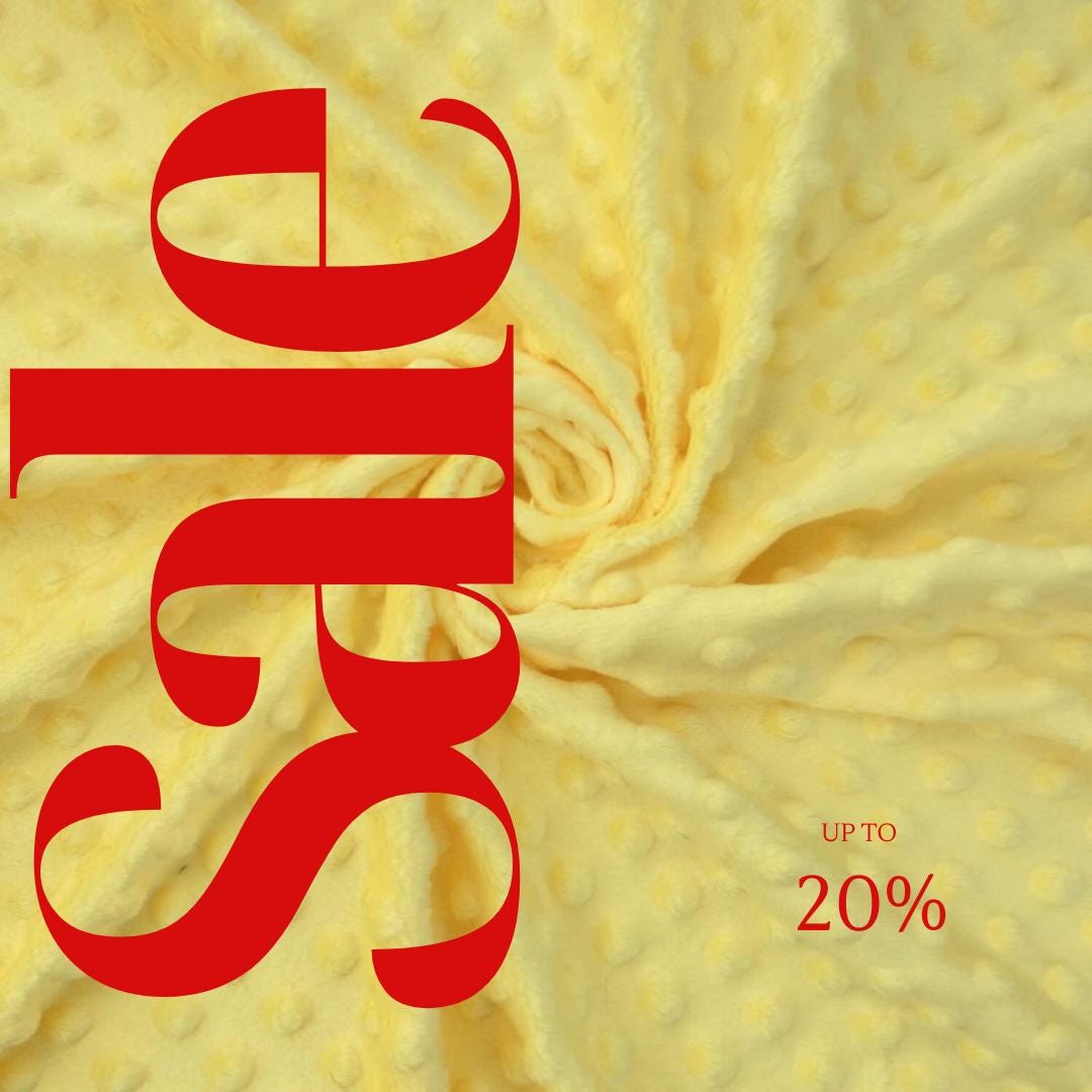 CANARY YELLOW - Polka Dot Snuggle Minky Soft Fabric Decorative Crafts Dress Fabric Sold By Yard.  60” Wide | Ultra Soft Fabric.