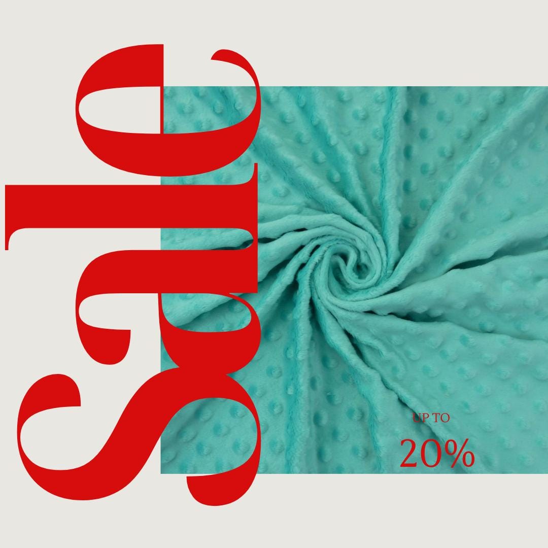 AQUA - Polka Dot Snuggle Minky Soft Fabric Decorative Crafts Dress Fabric Sold By Yard.  60” Wide | Ultra Soft Fabric.