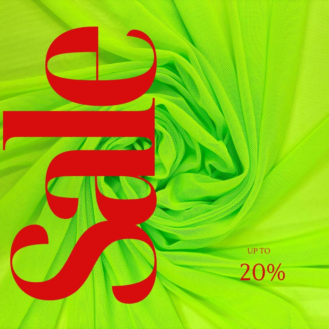 Power Mesh Fabric  - NEON GREEN - Nylon Lycra Spandex 4 Way Stretch Fabric 58"/60" By Yard.