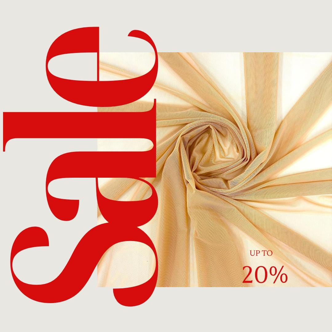 Power Mesh Fabric  - NUDE - Nylon Lycra Spandex 4 Way Stretch Fabric 58"/60" By Yard.