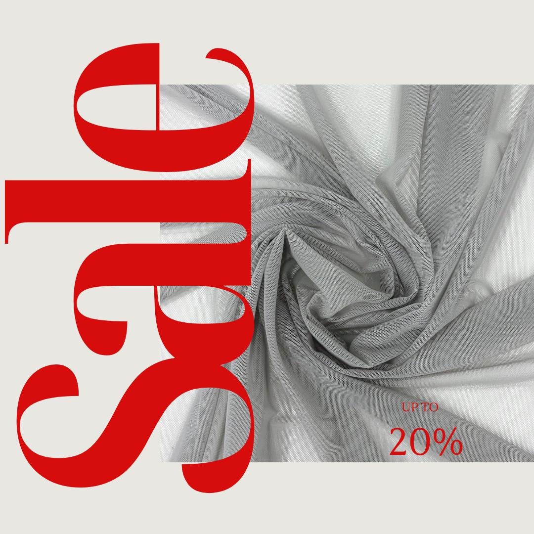 Power Mesh Fabric  - SILVER - Nylon Lycra Spandex 4 Way Stretch Fabric 58"/60" By Yard.