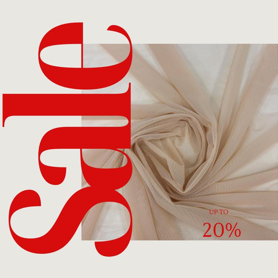 Power Mesh Fabric  - BEIGE - Nylon Lycra Spandex 4 Way Stretch Fabric 58"/60" By Yard.