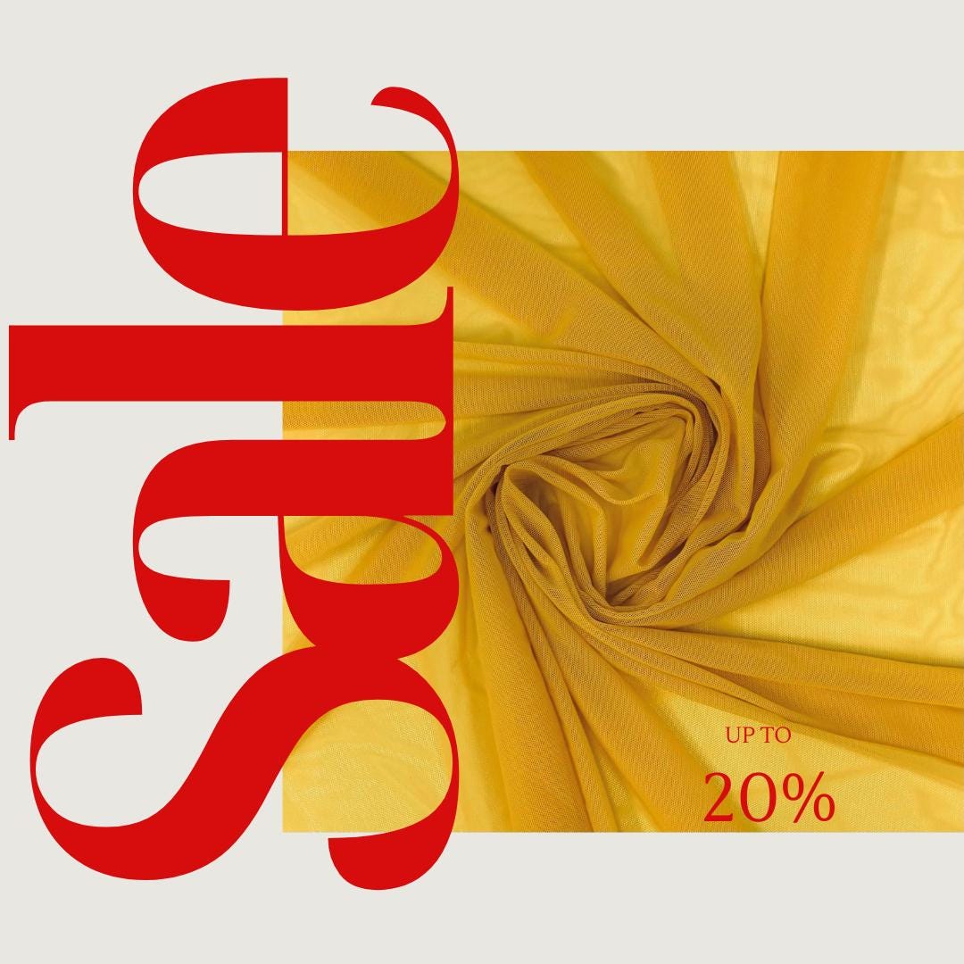 Power Mesh Fabric  - YELLOW - Nylon Lycra Spandex 4 Way Stretch Fabric 58"/60" By Yard.