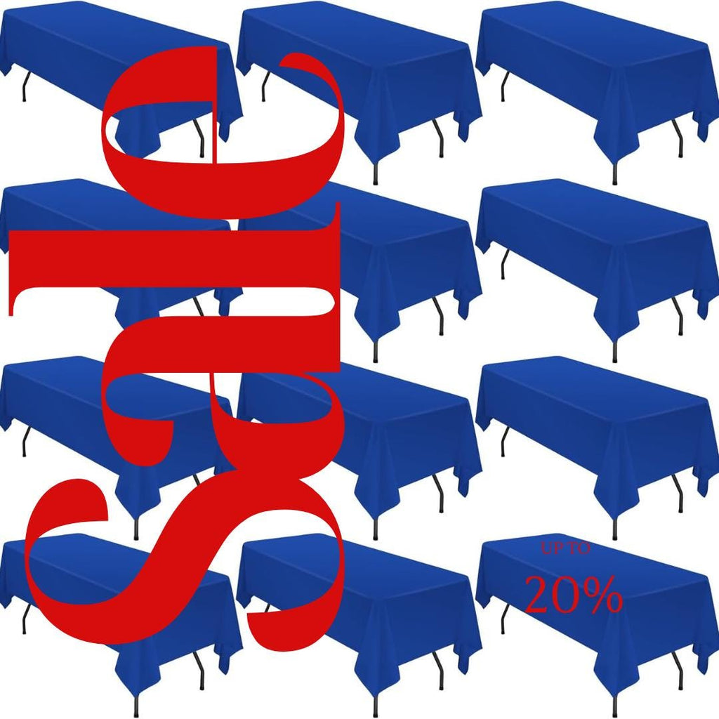 ROYAL - 12 PACK - Polyester Poplin Washable Rectangular Tablecloth, Table Cover Fabric Table Cloth for Dinning, Kitchen,Party