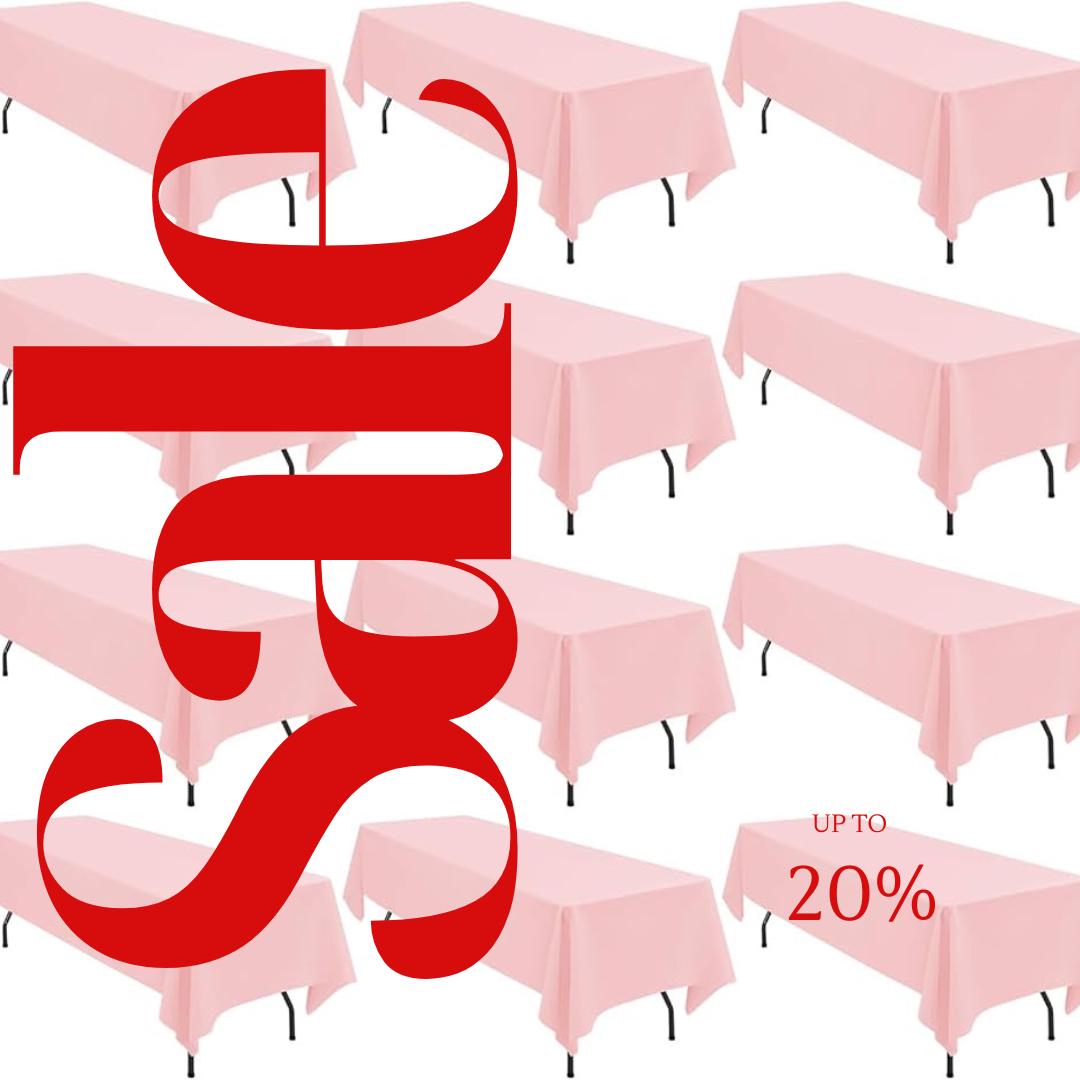 LT PINK - 12 PACK - Polyester Poplin Washable Rectangular Tablecloth, Table Cover Fabric Table Cloth for Dinning, Kitchen,Party