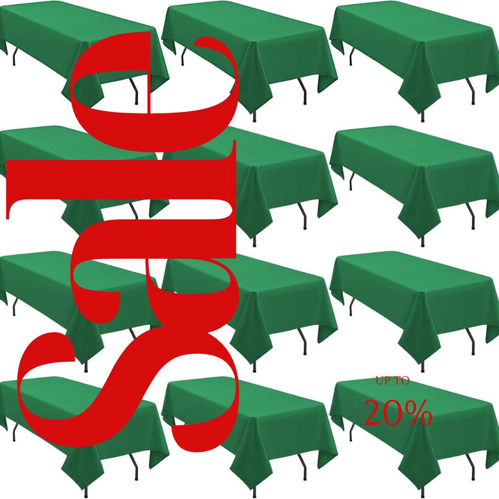 EMERALD - 12 PACK - Polyester Poplin Washable Rectangular Tablecloth, Table Cover Fabric Table Cloth for Dinning, Kitchen,Party