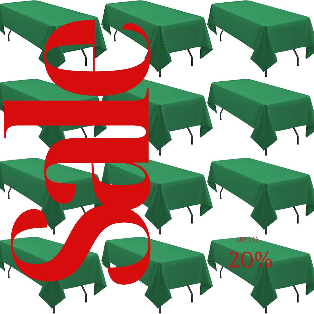 EMERALD - 12 PACK - Polyester Poplin Washable Rectangular Tablecloth, Table Cover Fabric Table Cloth for Dinning, Kitchen,Party
