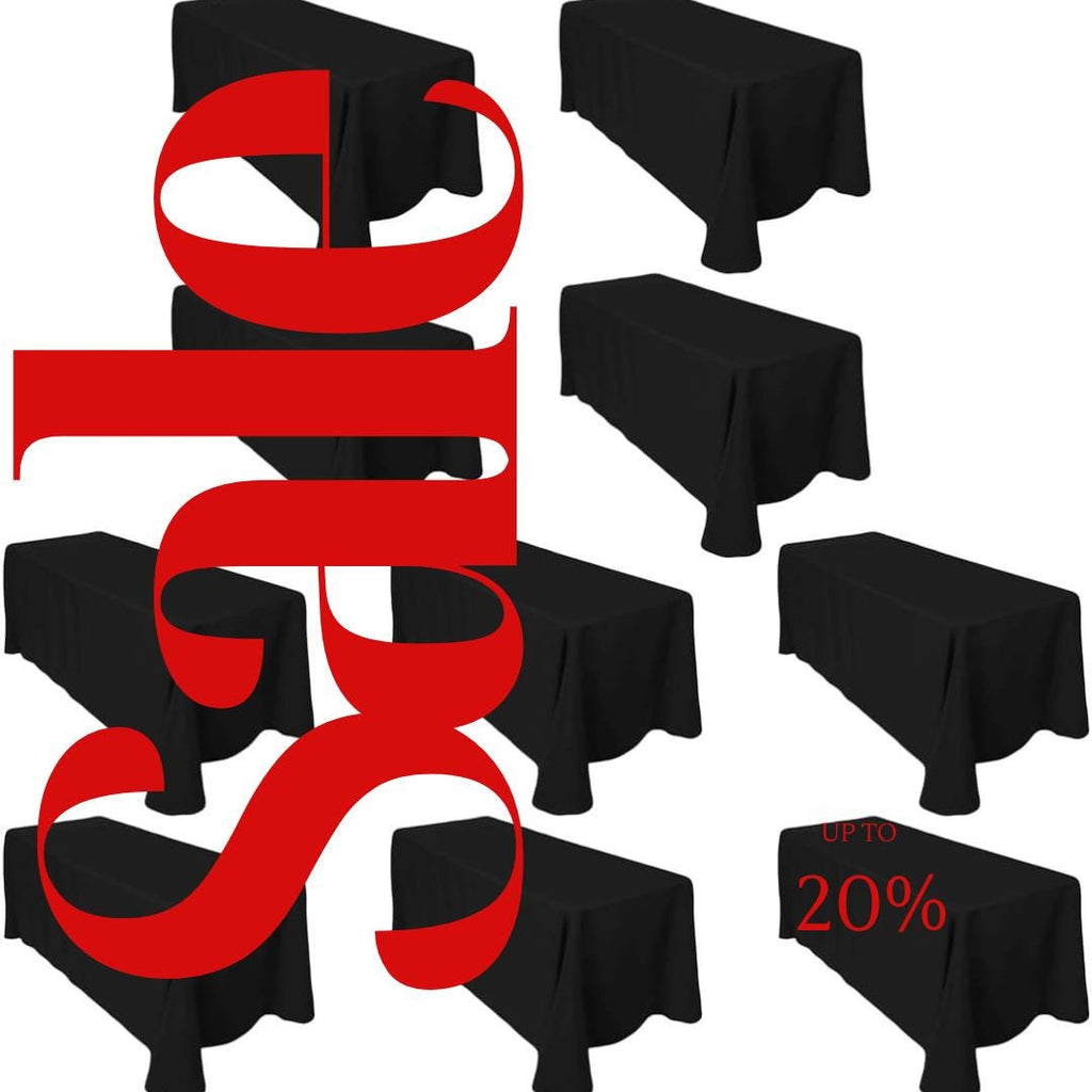 BLACK -  10 PACK - Polyester Poplin Washable Rectangular Tablecloth, Table Cover Fabric Table Cloth for Dinning, Kitchen, Party