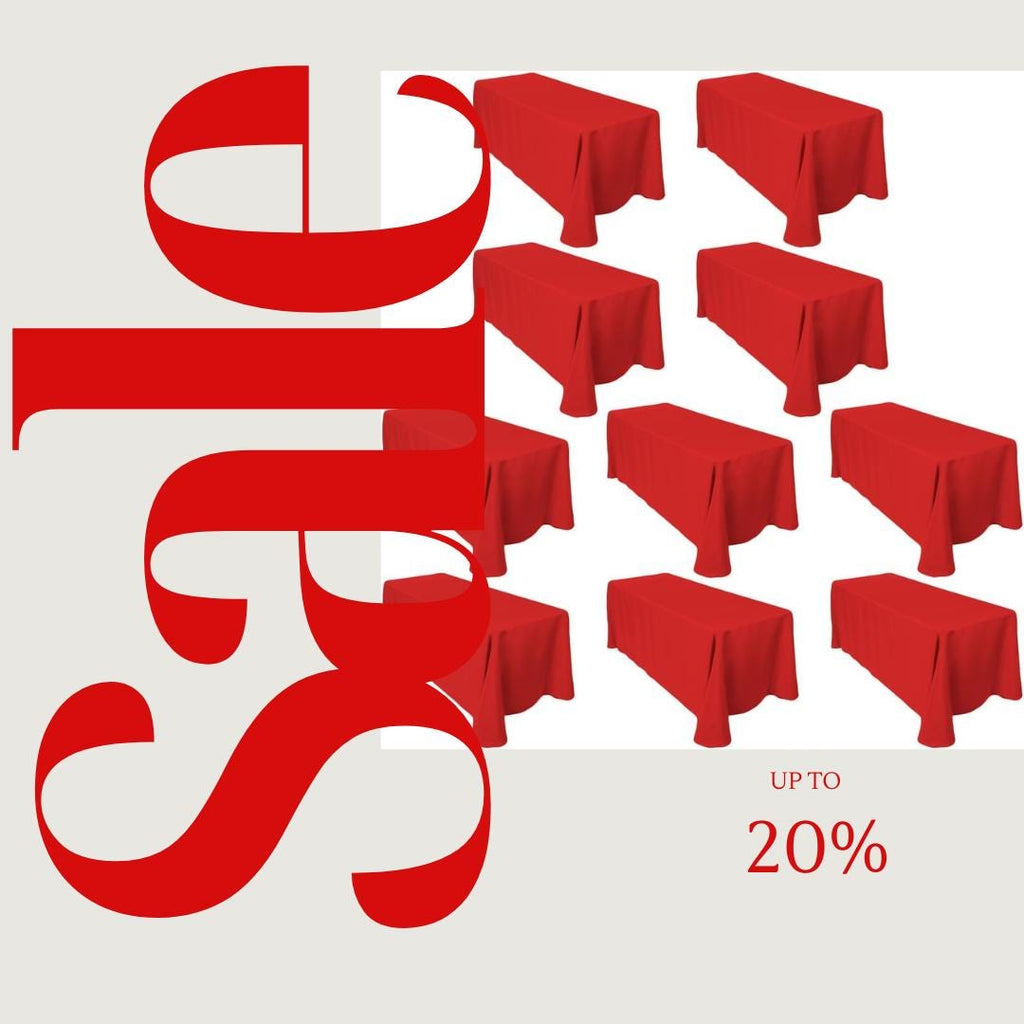RED -  10 PACK - Polyester Poplin Washable Rectangular Tablecloth, Table Cover Fabric Table Cloth for Dinning, Kitchen, Party
