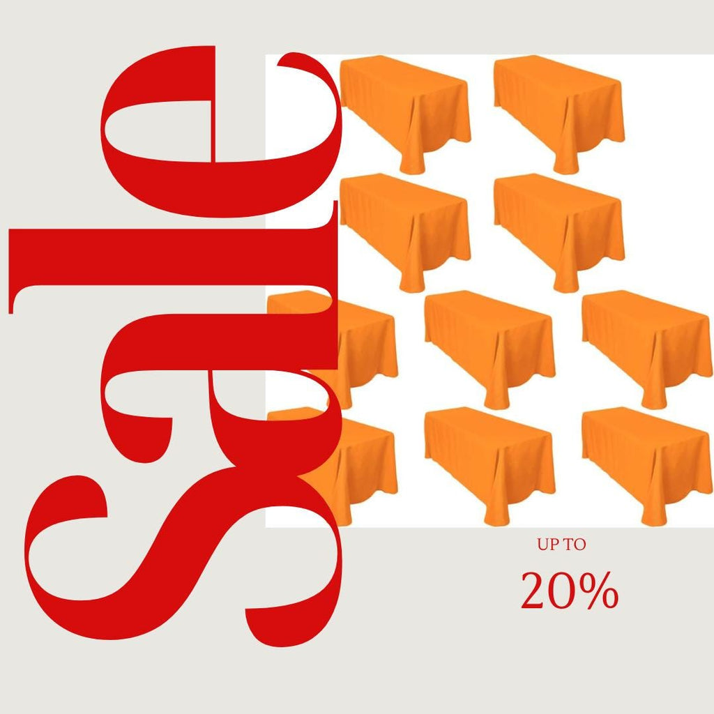 ORANGE -  10 PACK - Polyester Poplin Washable Rectangular Tablecloth, Table Cover Fabric Table Cloth for Dinning, Kitchen, Party