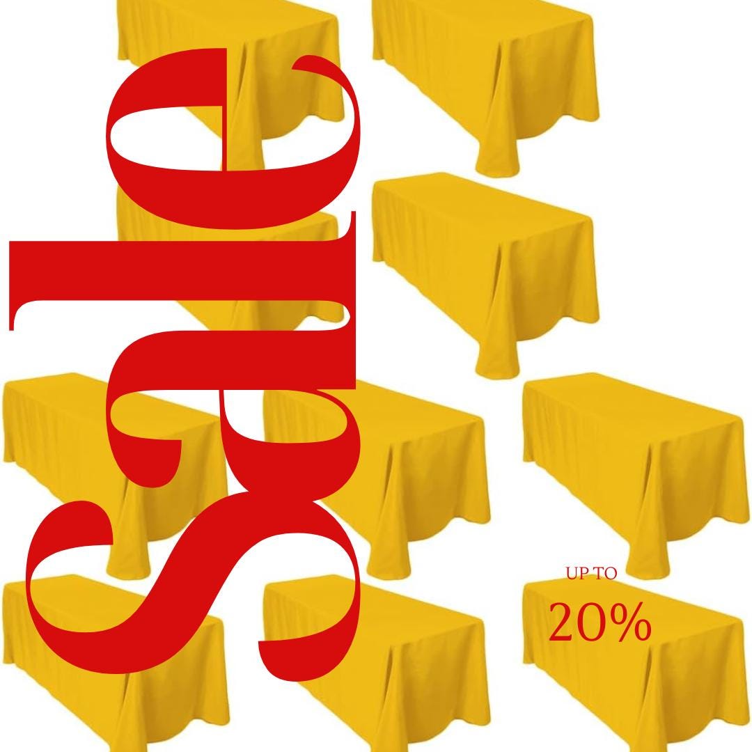 GOLD -  10 PACK - Polyester Poplin Washable Rectangular Tablecloth, Table Cover Fabric Table Cloth for Dinning, Kitchen, Party