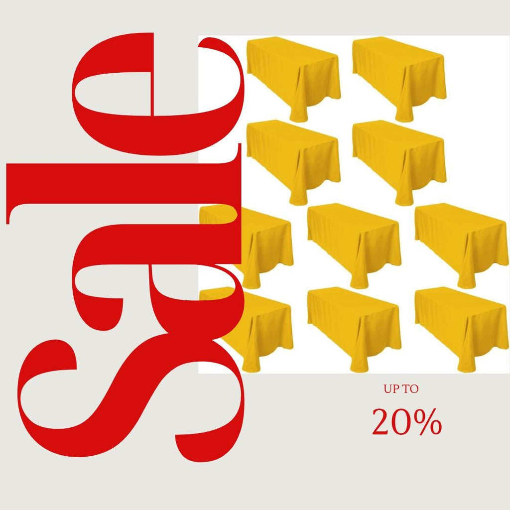 GOLD -  10 PACK - Polyester Poplin Washable Rectangular Tablecloth, Table Cover Fabric Table Cloth for Dinning, Kitchen, Party
