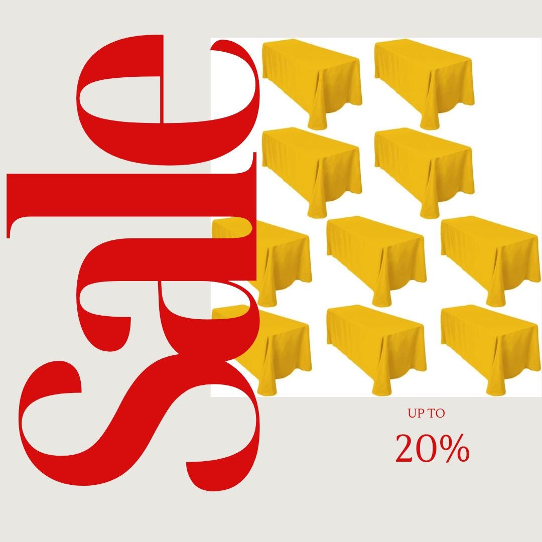 GOLD -  10 PACK - Polyester Poplin Washable Rectangular Tablecloth, Table Cover Fabric Table Cloth for Dinning, Kitchen, Party