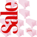 LT PINK -  10 PACK - Polyester Poplin Washable Rectangular Tablecloth, Table Cover Fabric Table Cloth for Dinning, Kitchen, Party