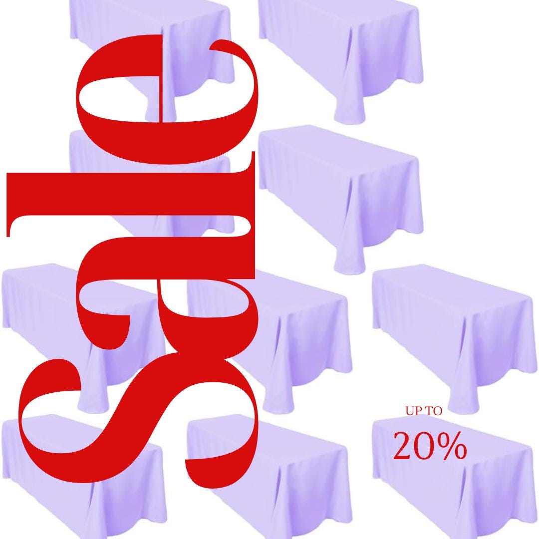 LILAC -  10 PACK - Polyester Poplin Washable Rectangular Tablecloth, Table Cover Fabric Table Cloth for Dinning, Kitchen, Party