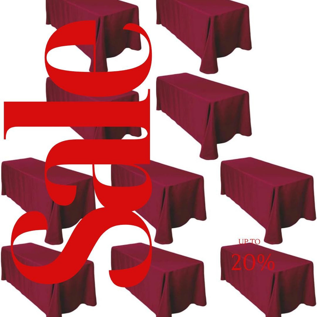 BURGUNDY -  10 PACK - Polyester Poplin Washable Rectangular Tablecloth, Table Cover Fabric Table Cloth for Dinning, Kitchen, Party