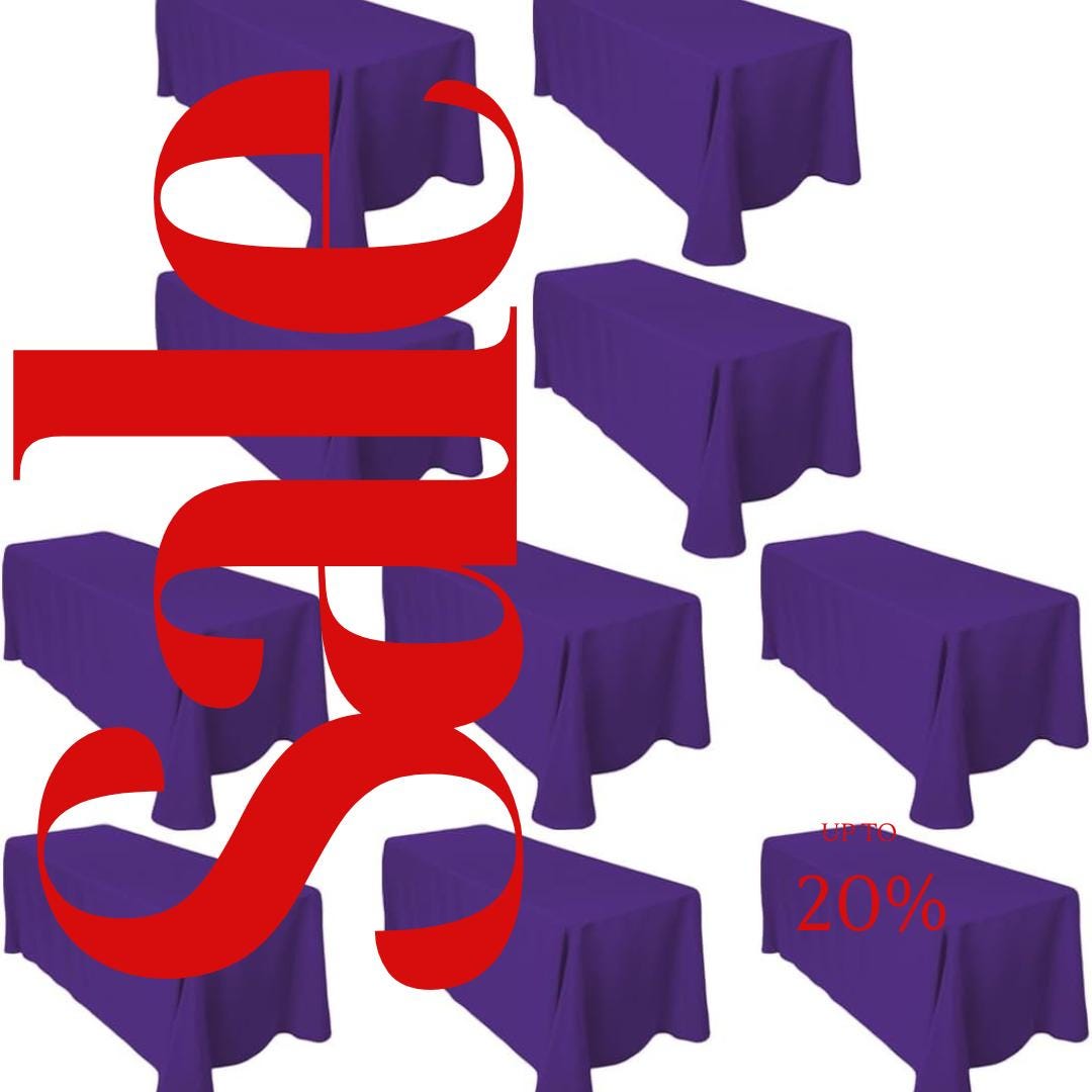PURPLE -  10 PACK - Polyester Poplin Washable Rectangular Tablecloth, Table Cover Fabric Table Cloth for Dinning, Kitchen, Party