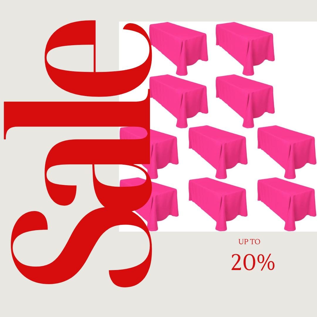 FUCHSIA -  10 PACK - Polyester Poplin Washable Rectangular Tablecloth, Table Cover Fabric Table Cloth for Dinning, Kitchen, Party