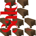 BROWN -  10 PACK - Polyester Poplin Washable Rectangular Tablecloth, Table Cover Fabric Table Cloth for Dinning, Kitchen, Party