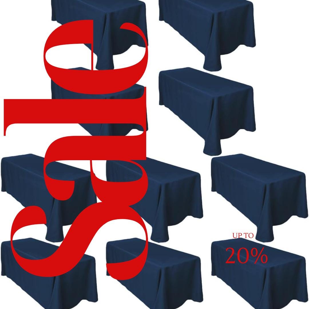 NAVY -  10 PACK - Polyester Poplin Washable Rectangular Tablecloth, Table Cover Fabric Table Cloth for Dinning, Kitchen, Party