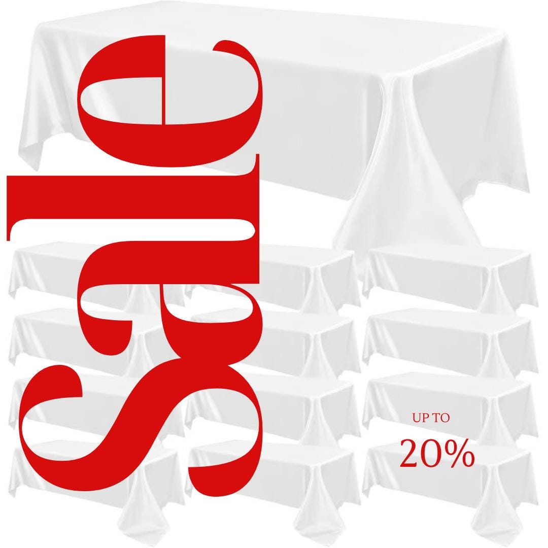 WHITE - 12 PACK - Tablecloth Satin Tablecloth Wedding Rectangle Tablecloth Smooth Fabric Overlay Cover for Wedding Banquet Party Events