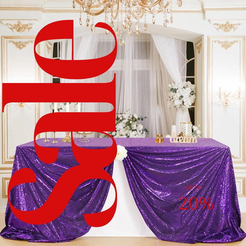SEQUIN - Sequin Tablecloth -  PURPLE - Table Overlay Rainbow Table Cloths With Seams tablecloth Sparkly Wedding Party Decorations.