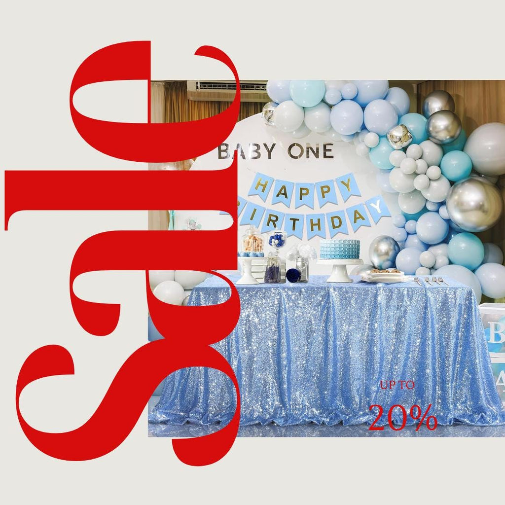 SEQUIN - Sequin Tablecloth -  BLUE - Table Overlay Rainbow Table Cloths With Seams tablecloth Sparkly Wedding Party Decorations.